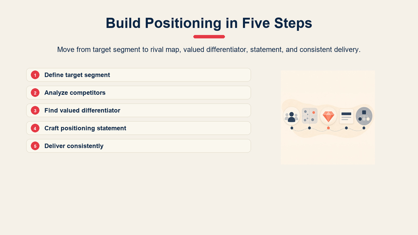 Five-step process for building a competitive positioning strategy.
