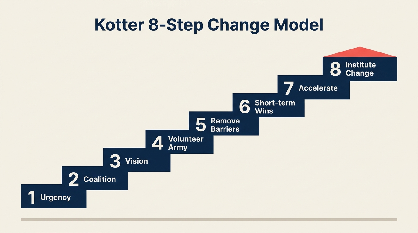 Kotter's 8-step change model overview