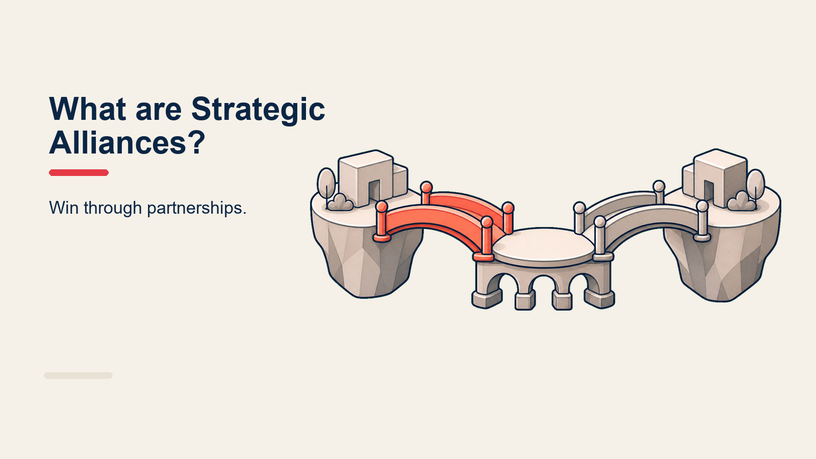 Strategic alliance between two companies shown as interlocking shapes