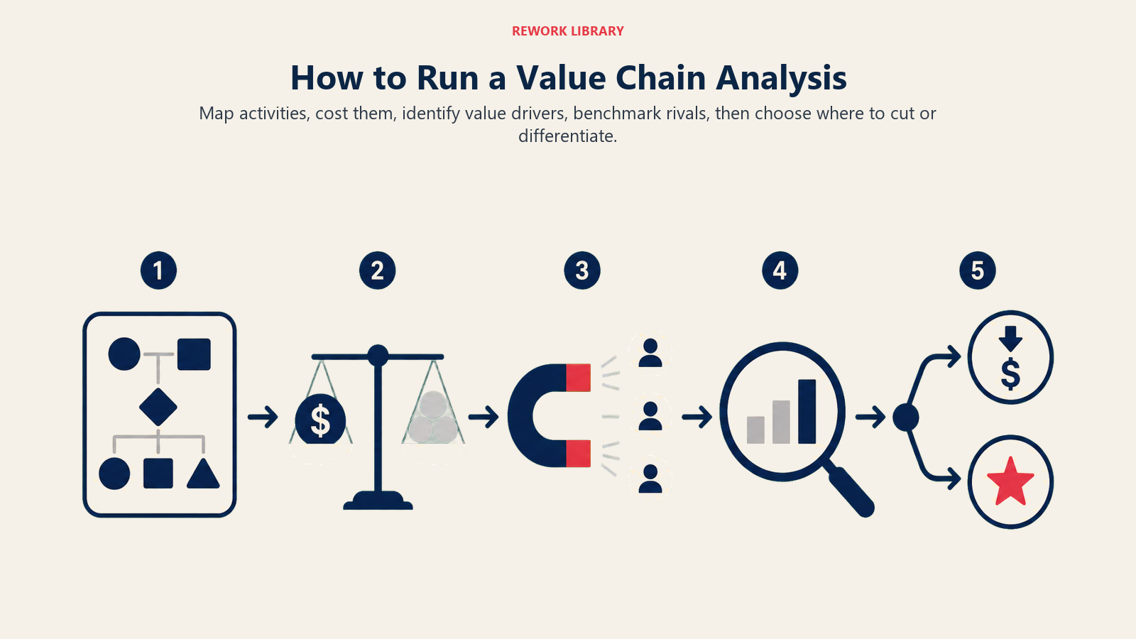 Five-step workflow for running a value chain analysis