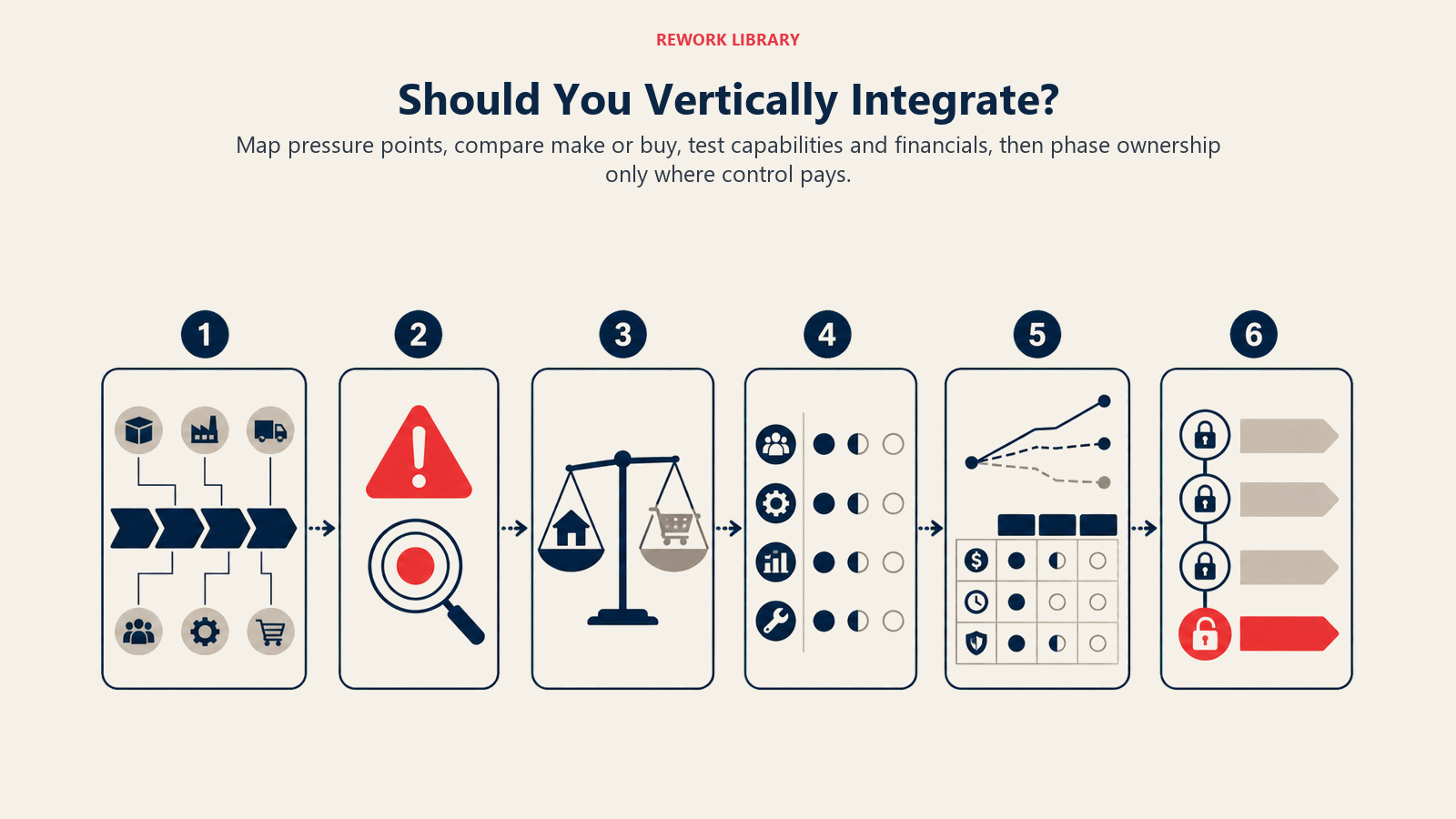 Six-step decision process for evaluating vertical integration