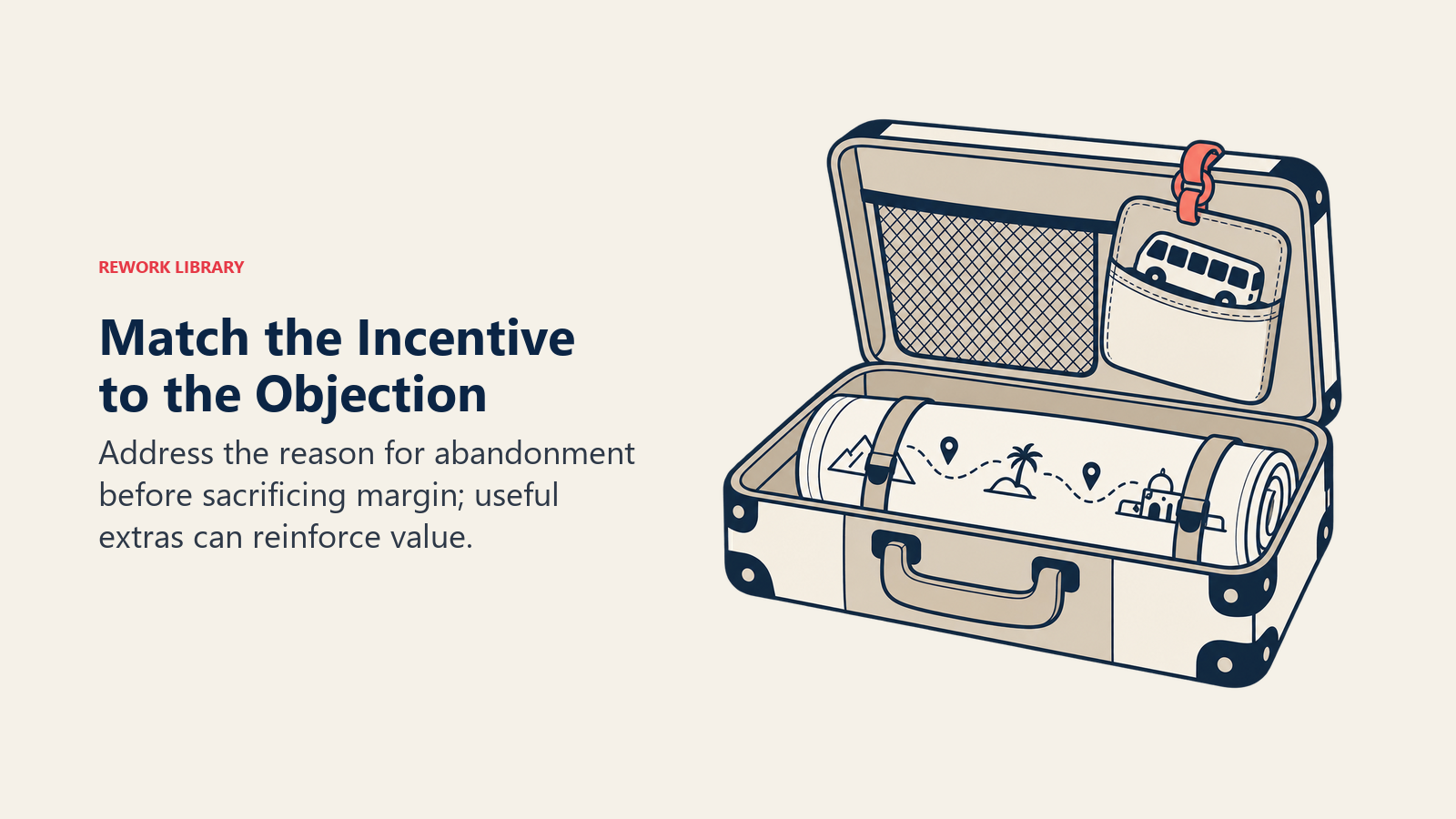 Match the Incentive to the Objection: Address the reason for abandonment before sacrificing margin; useful extras can reinforce value.