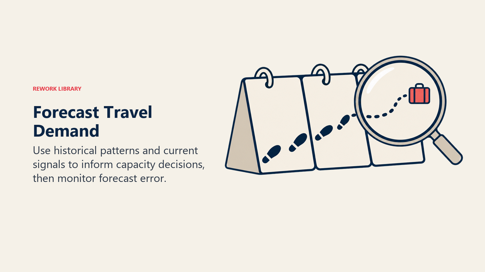 Forecast Travel Demand: Use historical patterns and current signals to inform capacity decisions, then monitor forecast error.