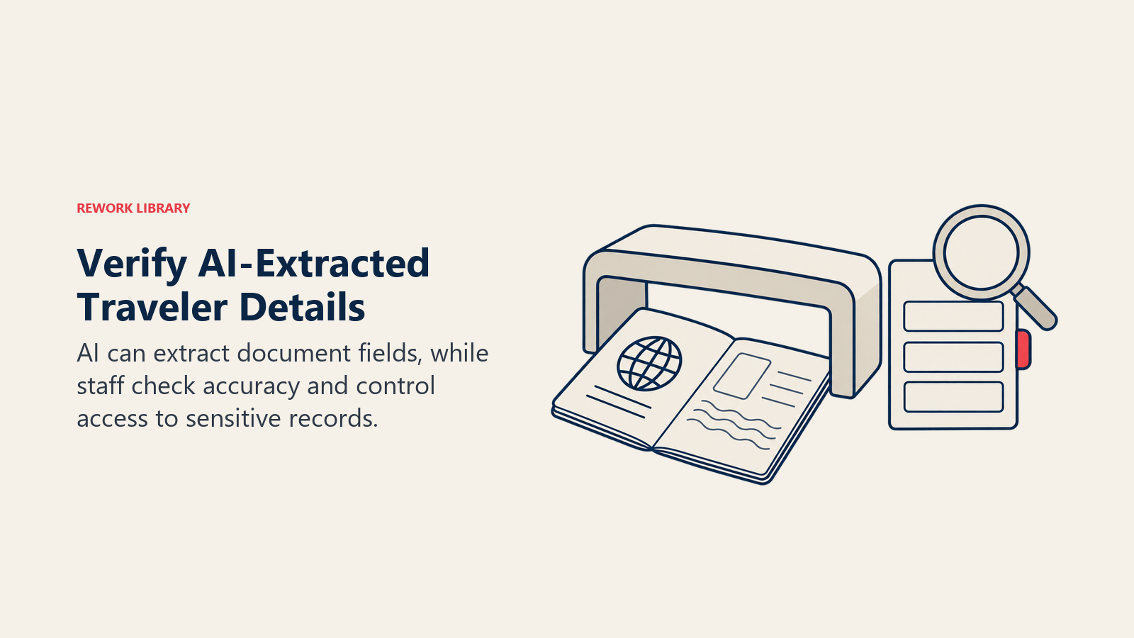 Verify AI-Extracted Traveler Details: AI can extract document fields, while staff check accuracy and control access to sensitive records.
