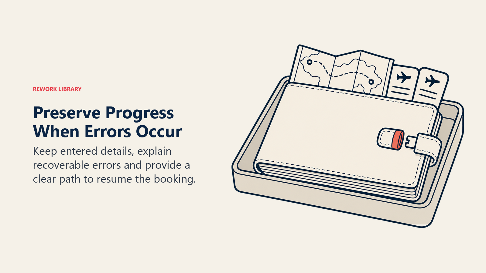 Preserve Progress When Errors Occur: Keep entered details, explain recoverable errors and provide a clear path to resume the booking.
