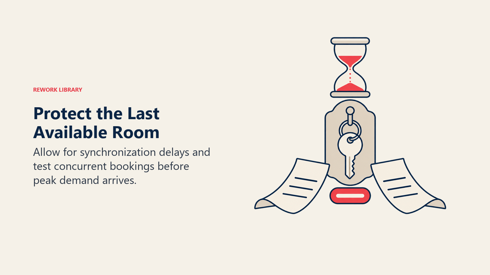Protect the Last Available Room: Allow for synchronization delays and test concurrent bookings before peak demand arrives.