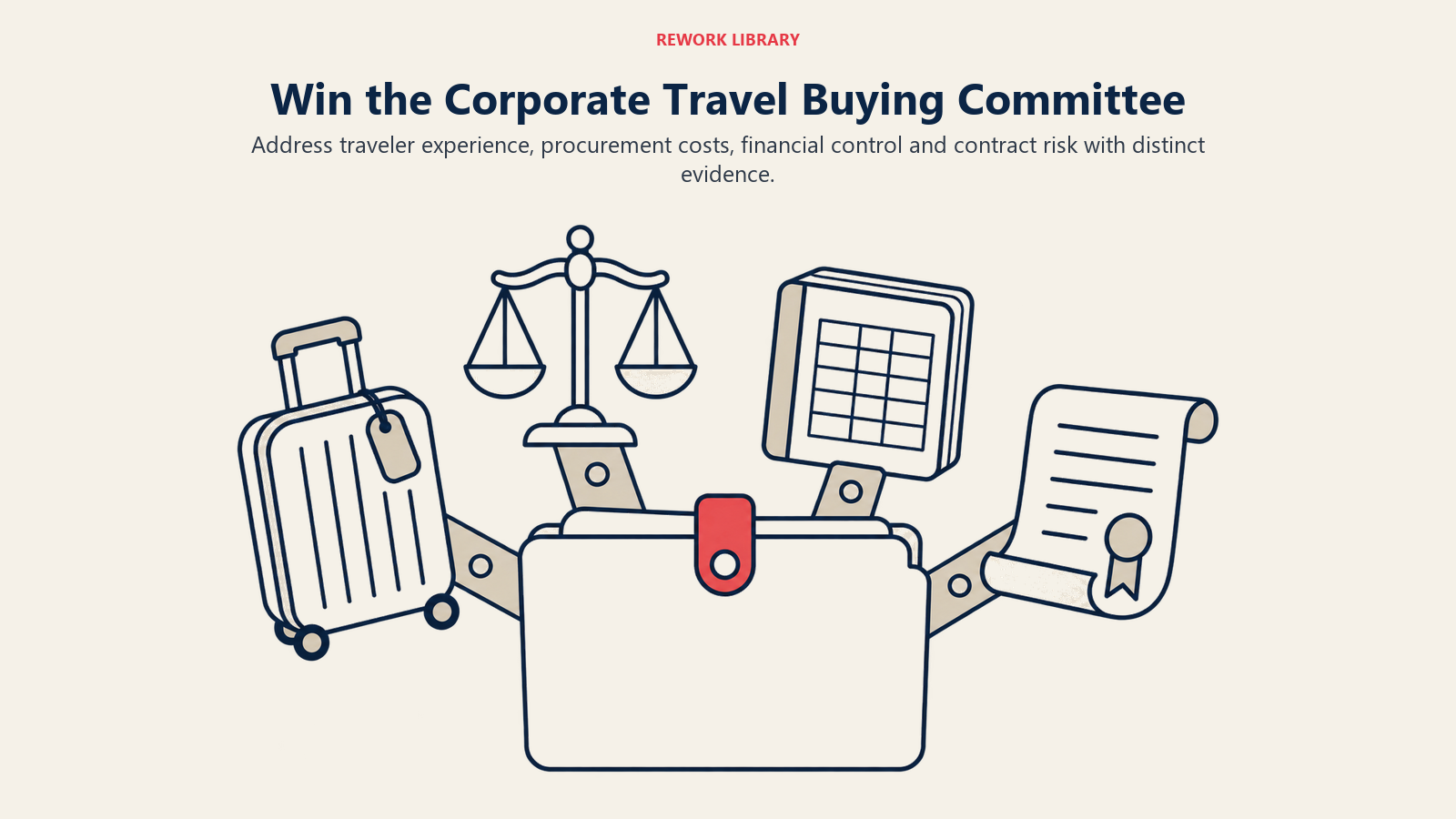 Win the Corporate Travel Buying Committee: Address traveler experience, procurement costs, financial control and contract risk with distinct evidence.