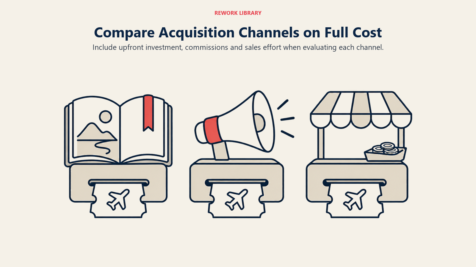 Compare Acquisition Channels on Full Cost: Include upfront investment, commissions and sales effort when evaluating each channel.