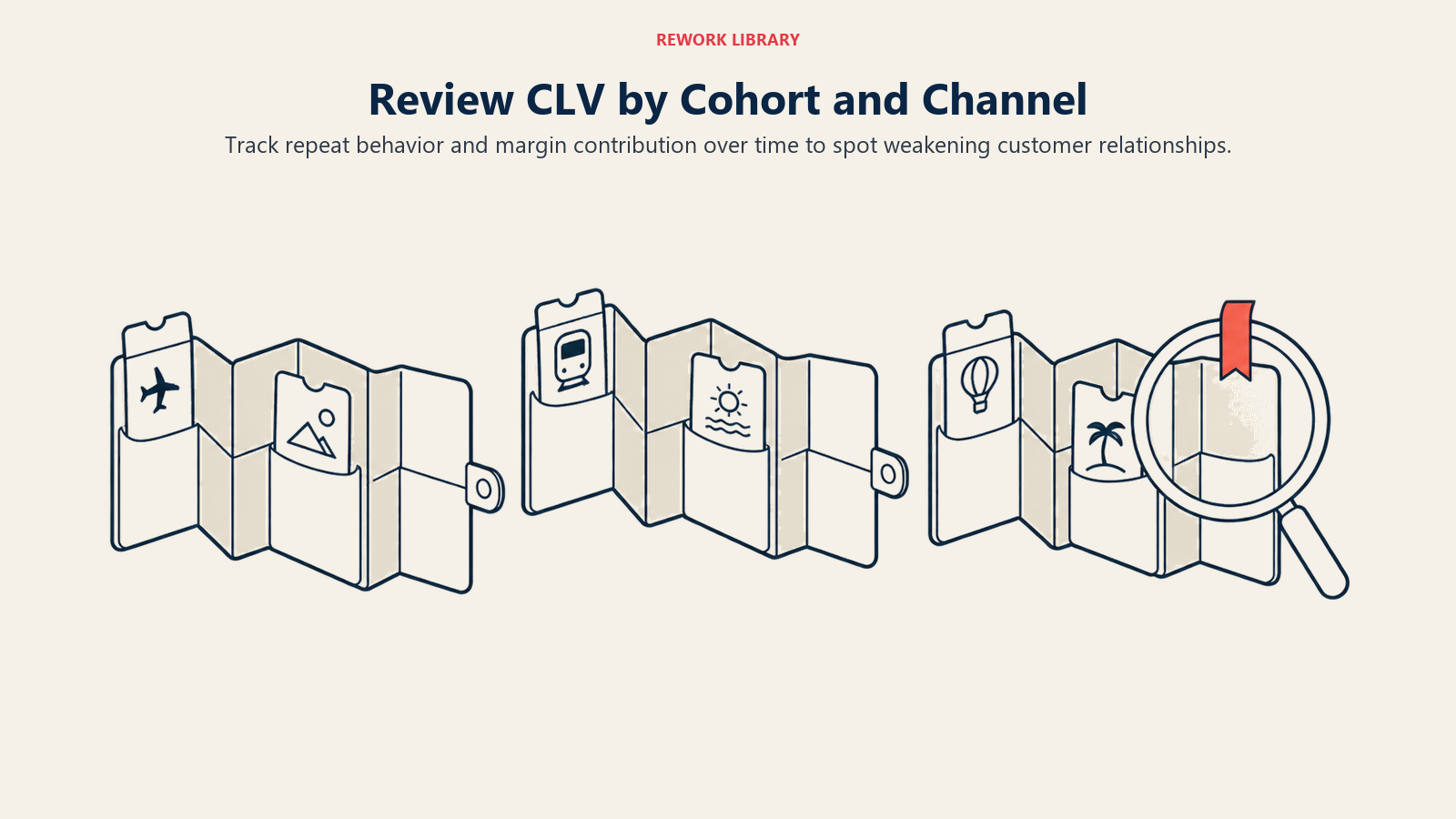 Review CLV by Cohort and Channel: Track repeat behavior and margin contribution over time to spot weakening customer relationships.