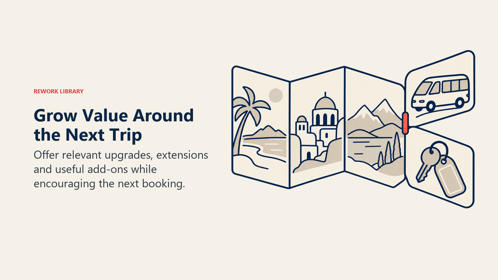 Grow Value Around the Next Trip: Offer relevant upgrades, extensions and useful add-ons while encouraging the next booking.