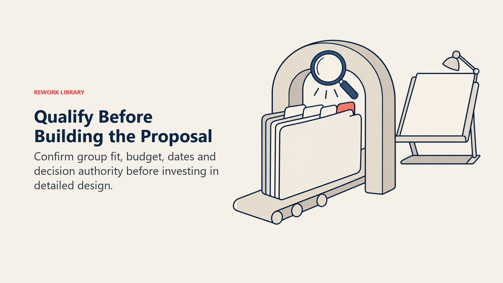 Qualify Before Building the Proposal: Confirm group fit, budget, dates and decision authority before investing in detailed design.