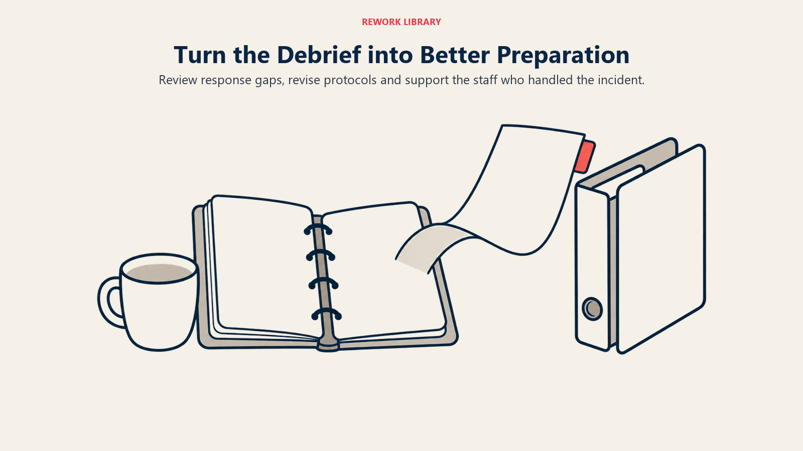Turn the Debrief into Better Preparation: A post-crisis debrief should result in concrete protocol and training improvements, not only a record of events.