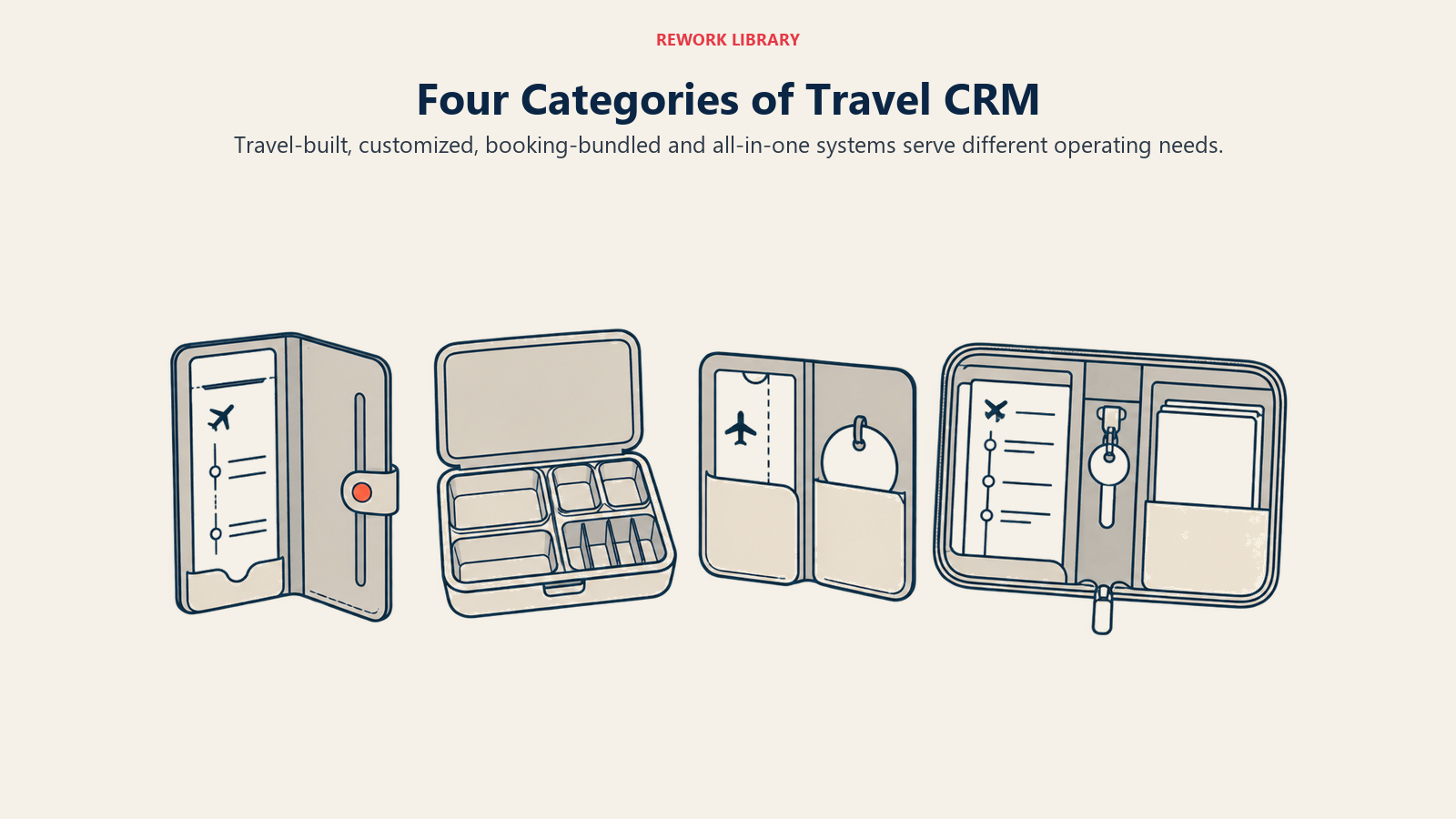 Four Categories of Travel CRM: Four distinct system categories differ in their starting point and operational scope.