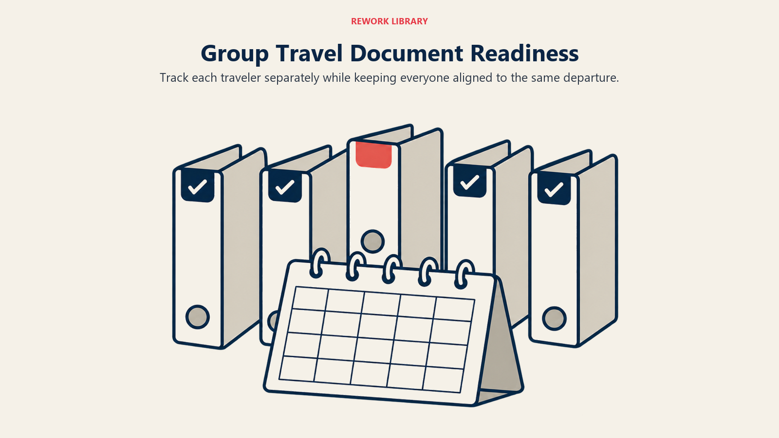 Group Travel Document Readiness illustrated through group readiness queue to show track each traveler separately while keeping everyone aligned to the same departure.
