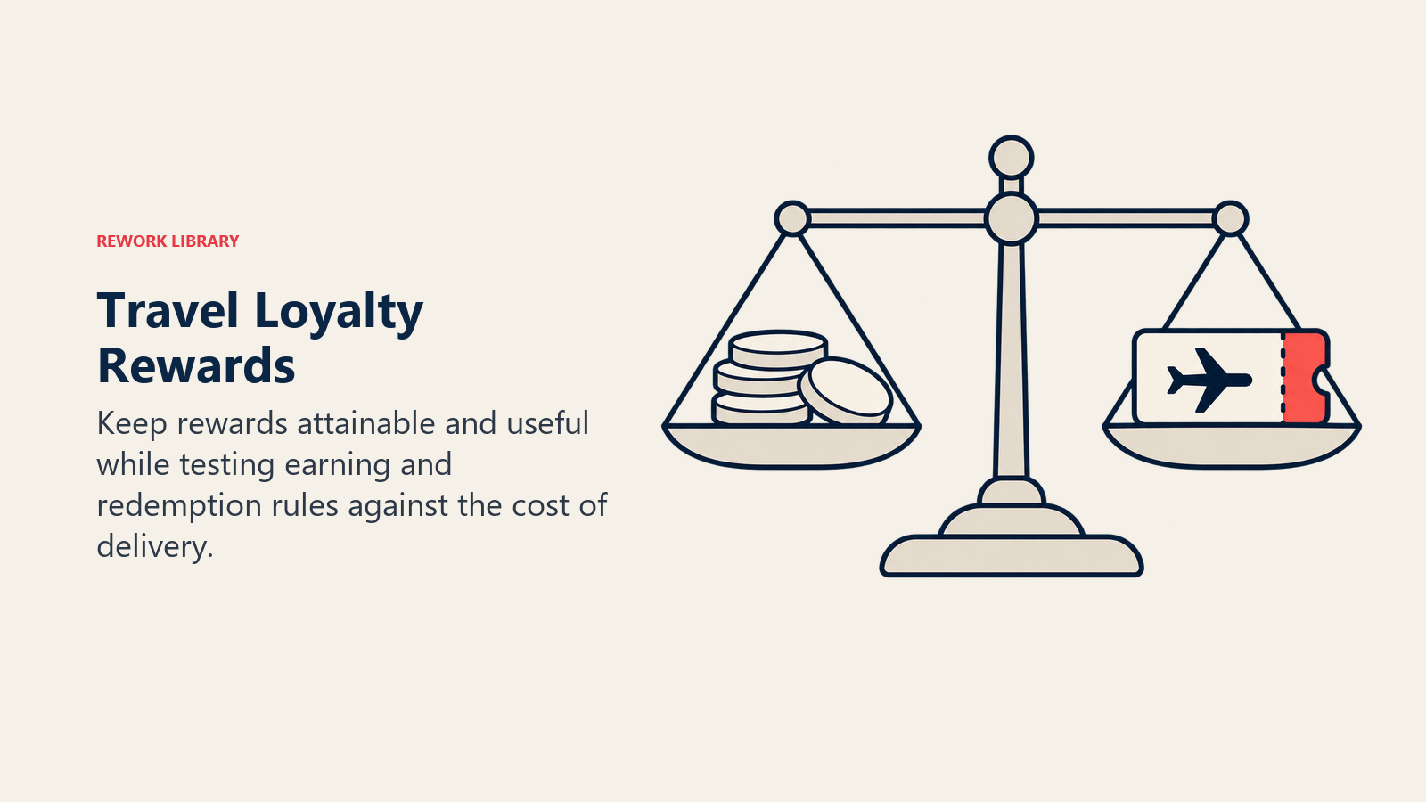 Travel Loyalty Rewards illustrated by tokens and reward scale, showing reward design must balance attainable value with sustainable program economics.