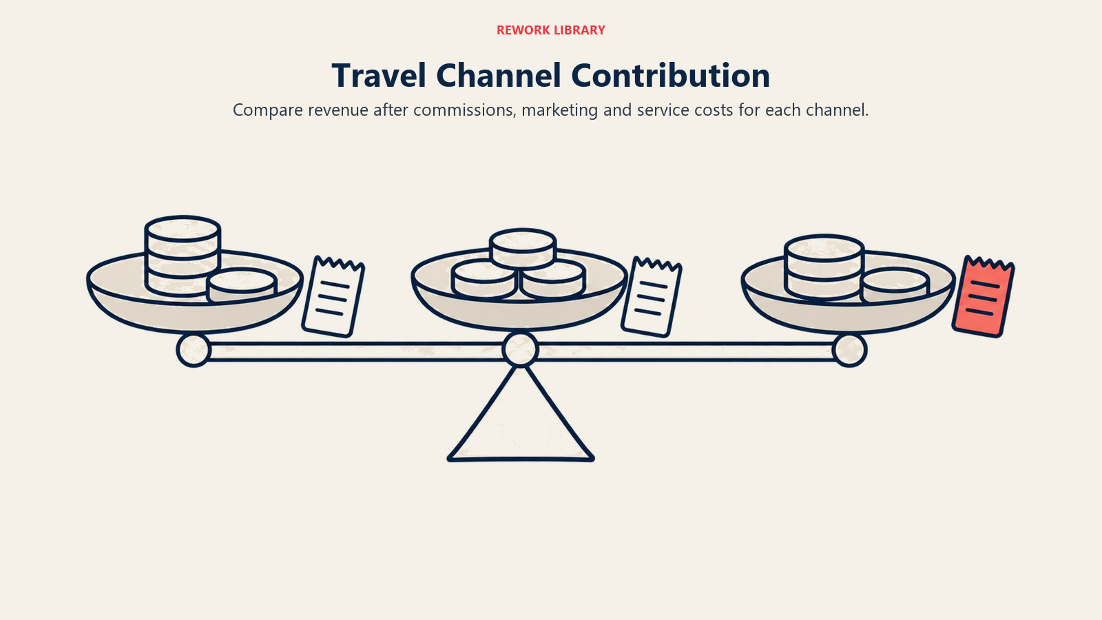 Travel Channel Contribution illustrated by three channel trays.