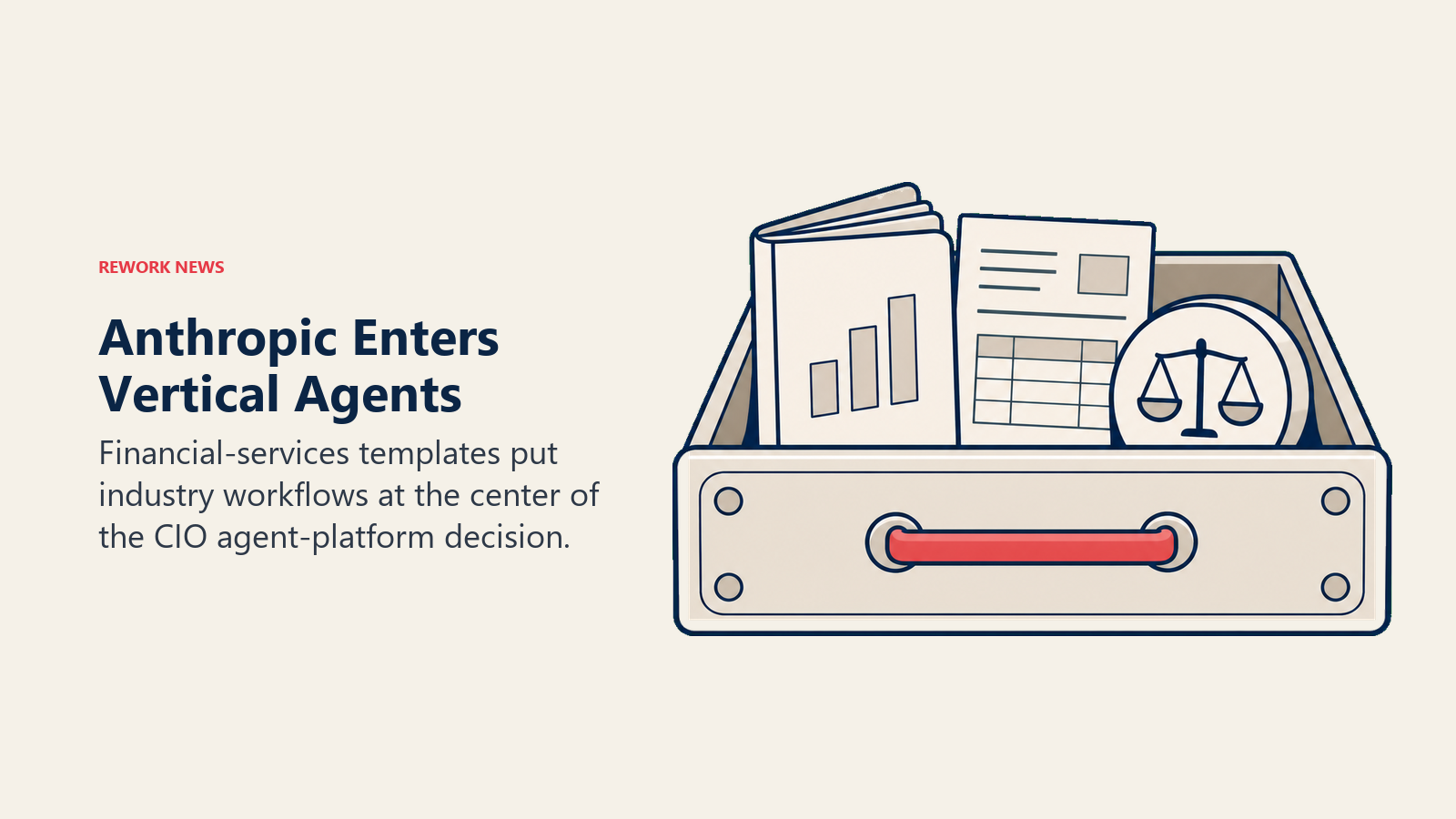 A specialist finance drawer holds pitchbook, credit memo, and reconciliation artifacts for vertical AI agents