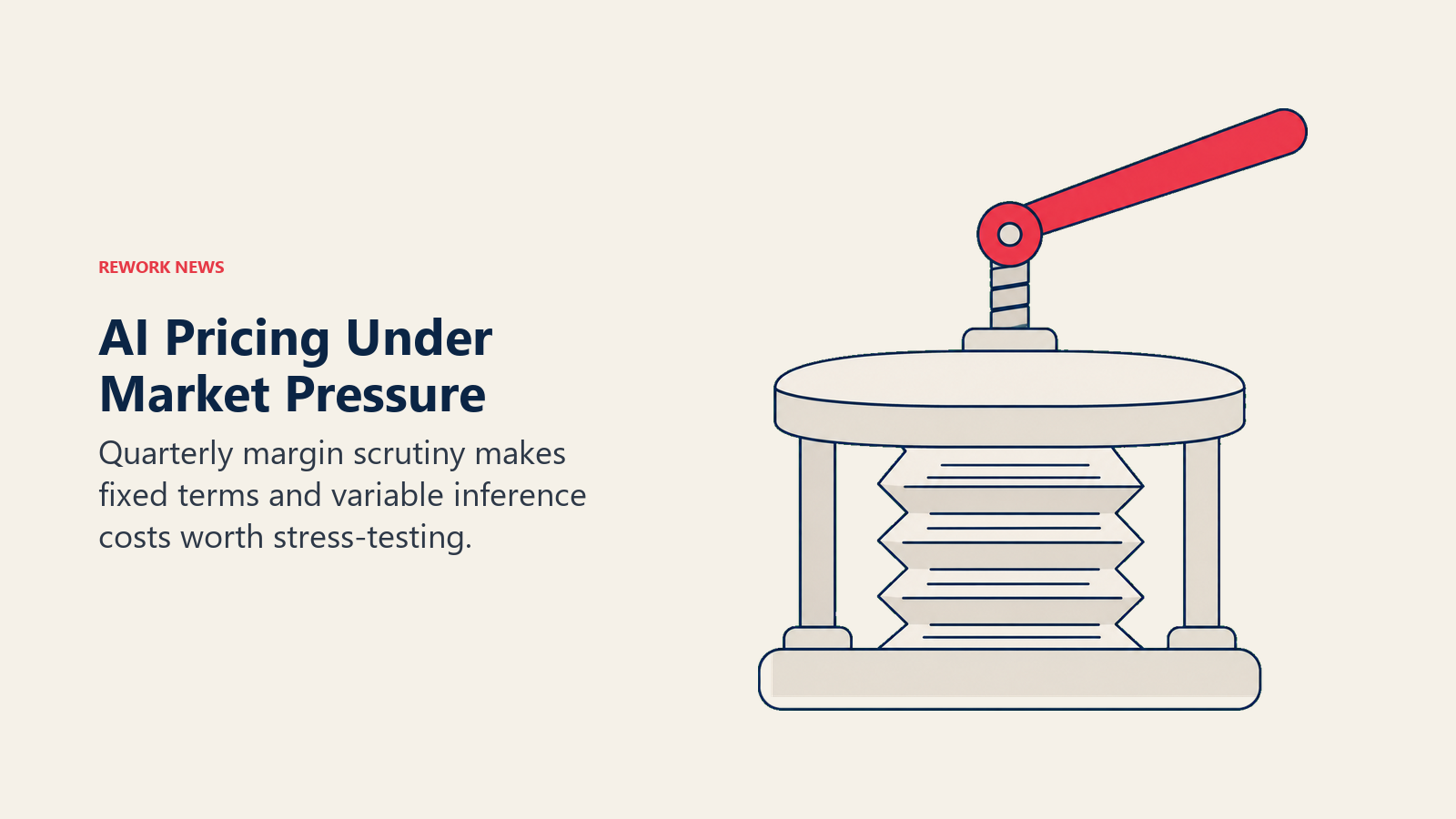 AI Pricing Under Market Pressure illustrated by pressure press above flexible contract