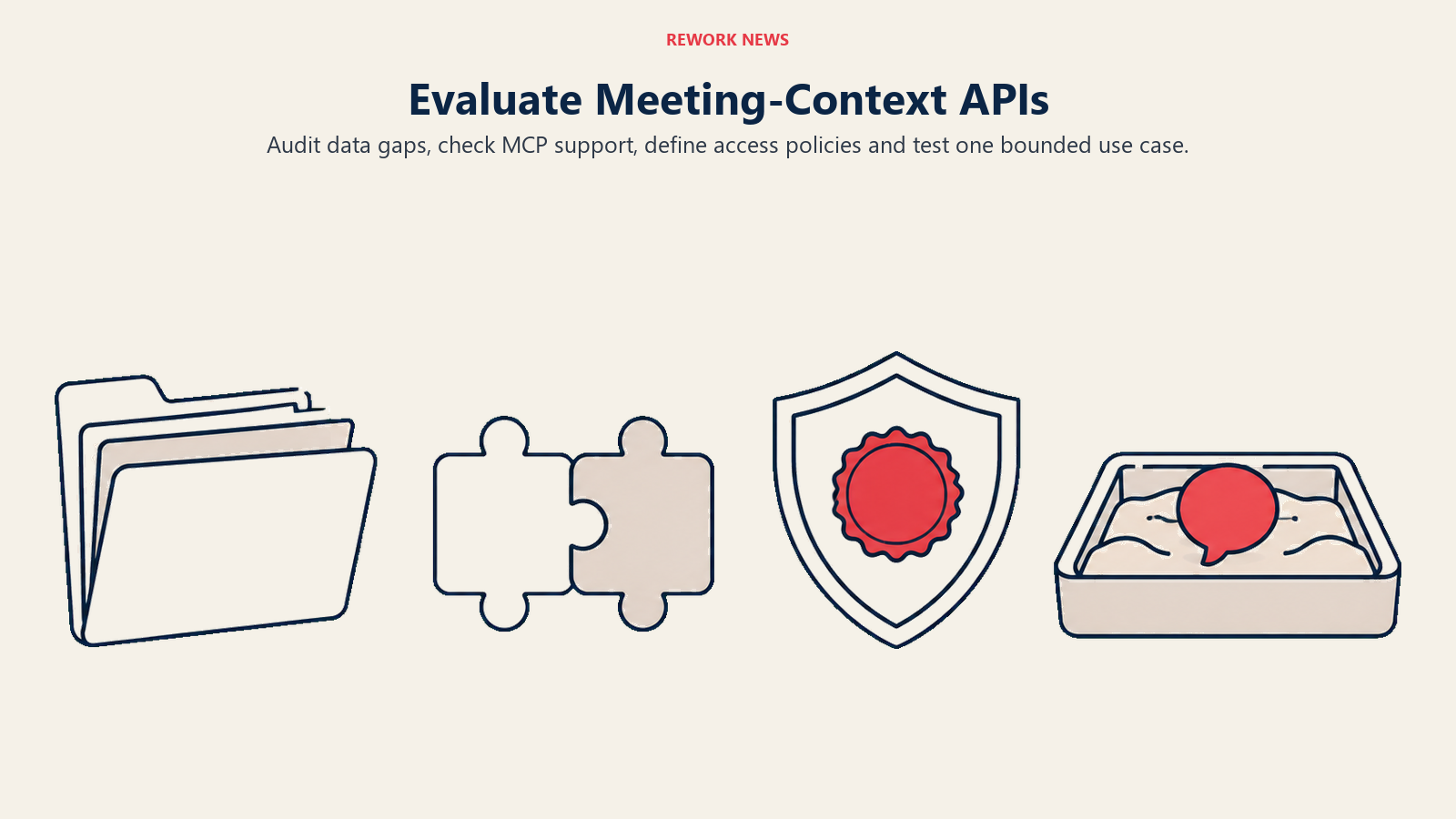 Evaluate Meeting-Context APIs illustrated by four distinct evaluation tools