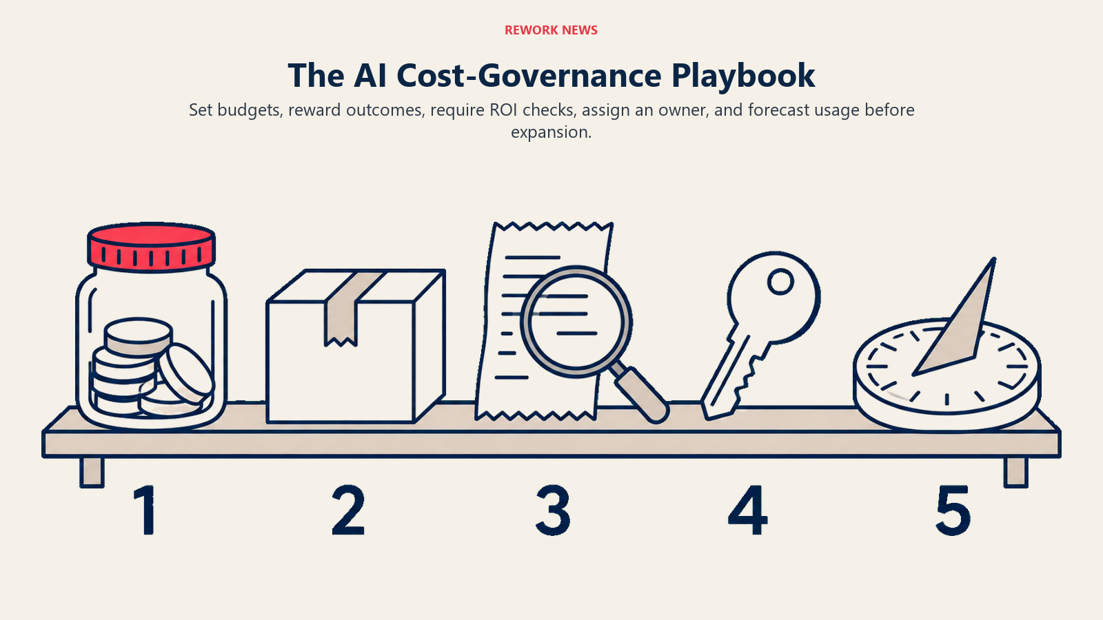 The AI Cost-Governance Playbook shown through five governance stations