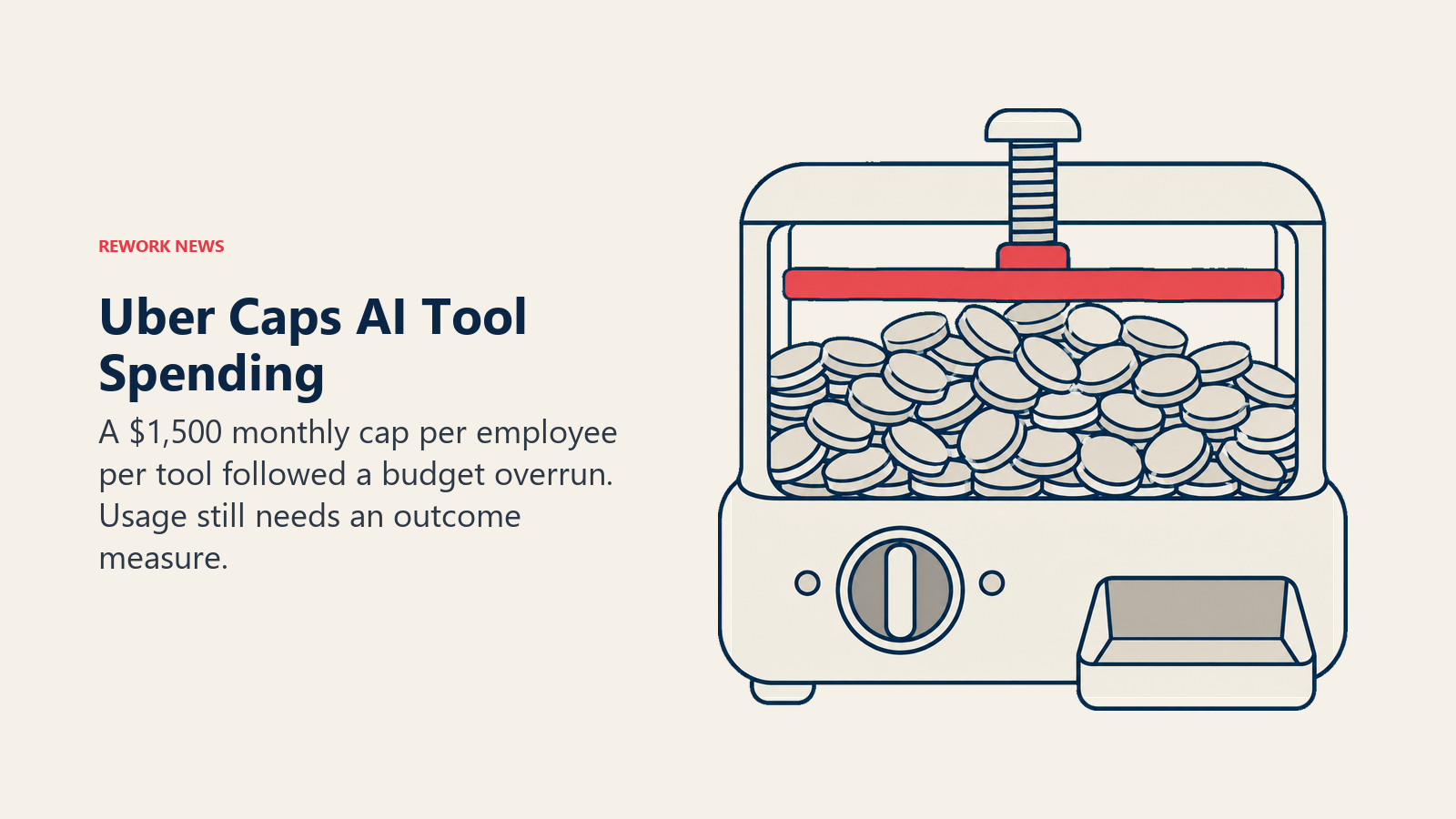 Uber Caps AI Tool Spending shown through token meter with stop