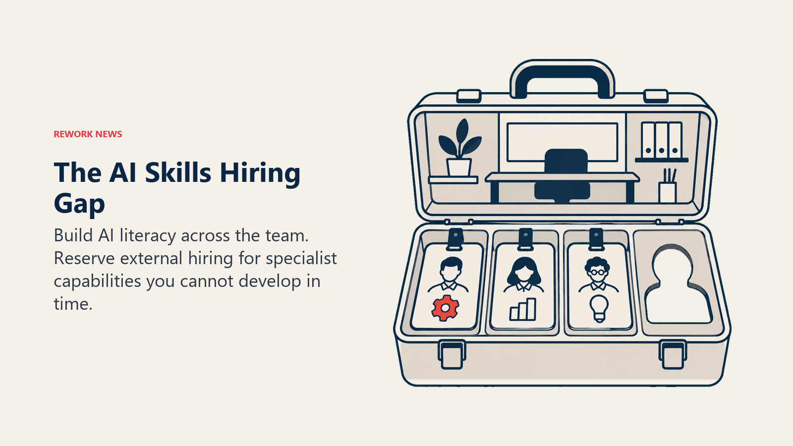 An office toolbox builds employee AI skills while leaving one specialist capability slot open