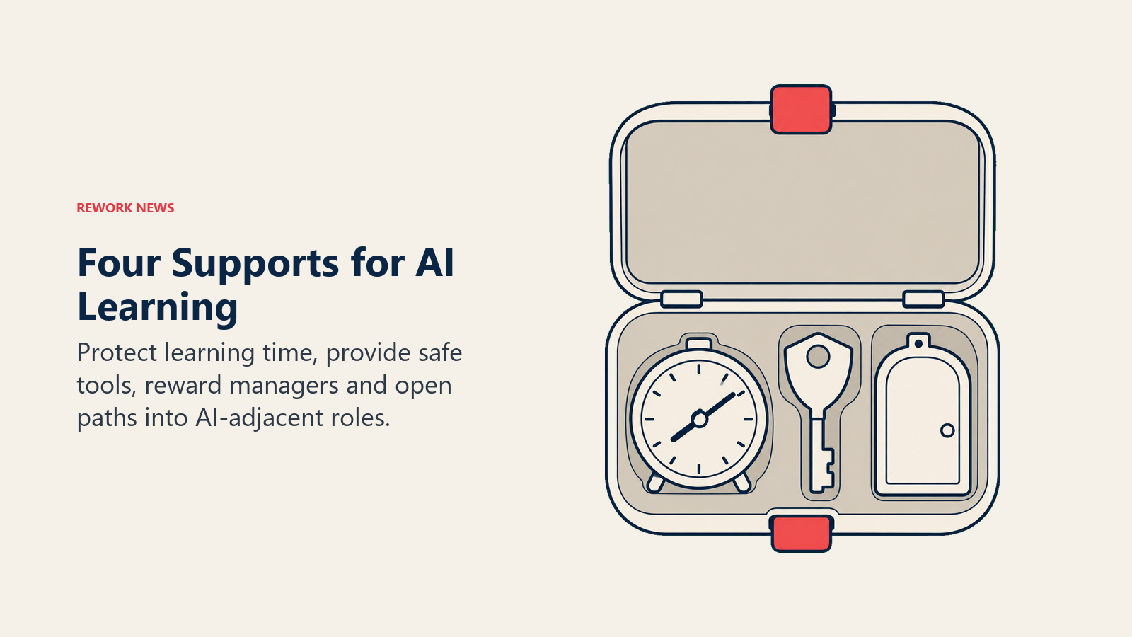 A learning kit combines protected time, safe tool access and an internal career doorway