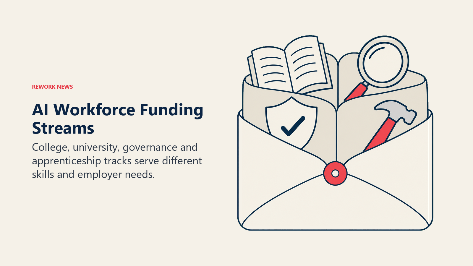 A funding envelope groups college learning, research, assurance and apprenticeship tools into four streams