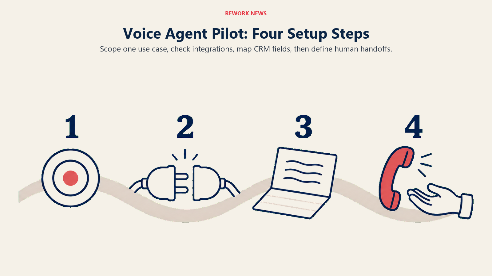 Voice Agent Pilot: Four Setup Steps: The article requires scope, integration depth, CRM schema and explicit escalation rules before calls.
