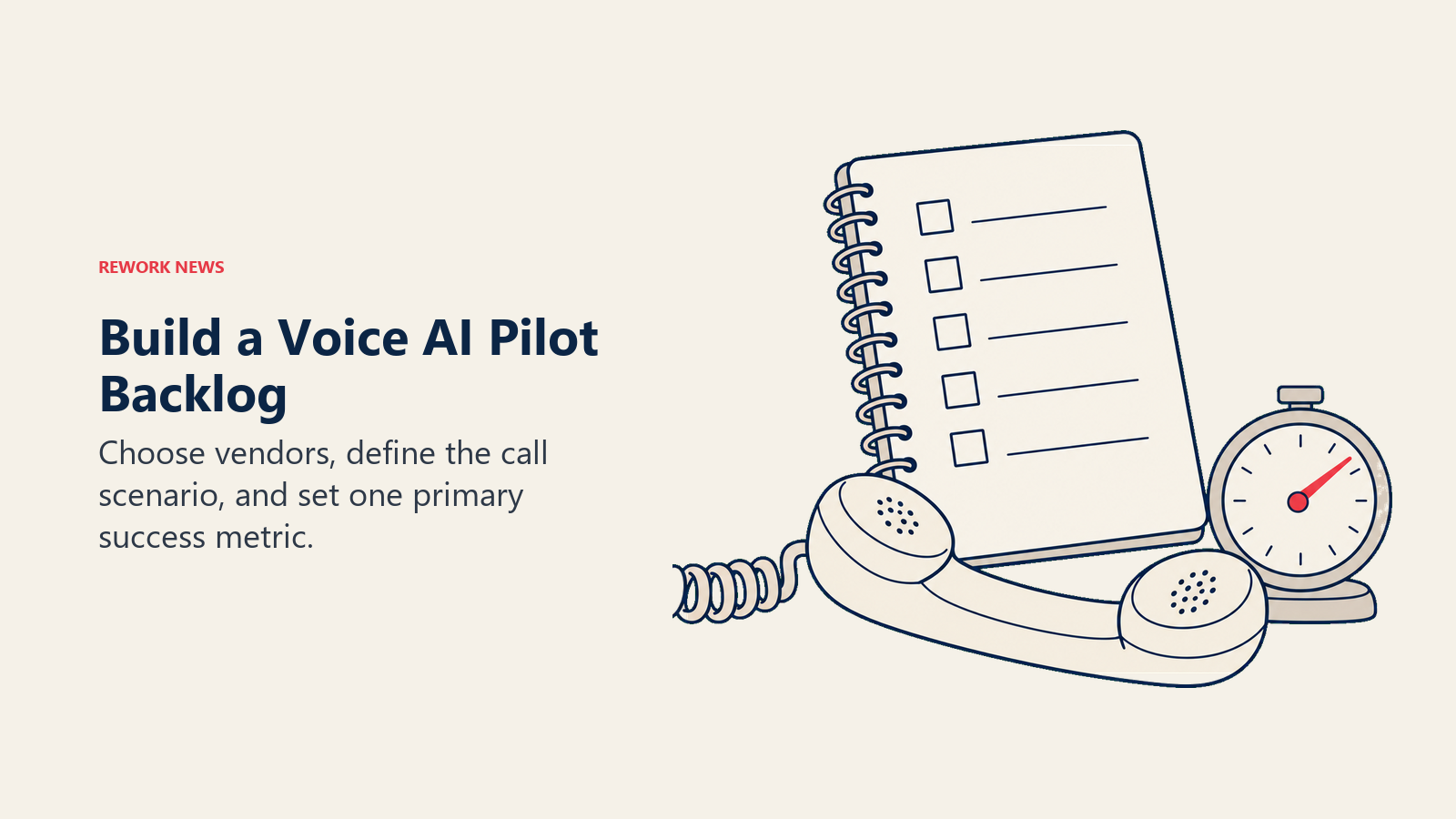 Build a Voice AI Pilot Backlog: The backlog combines vendor shortlist, use case, schema, escalation protocol and one primary metric.