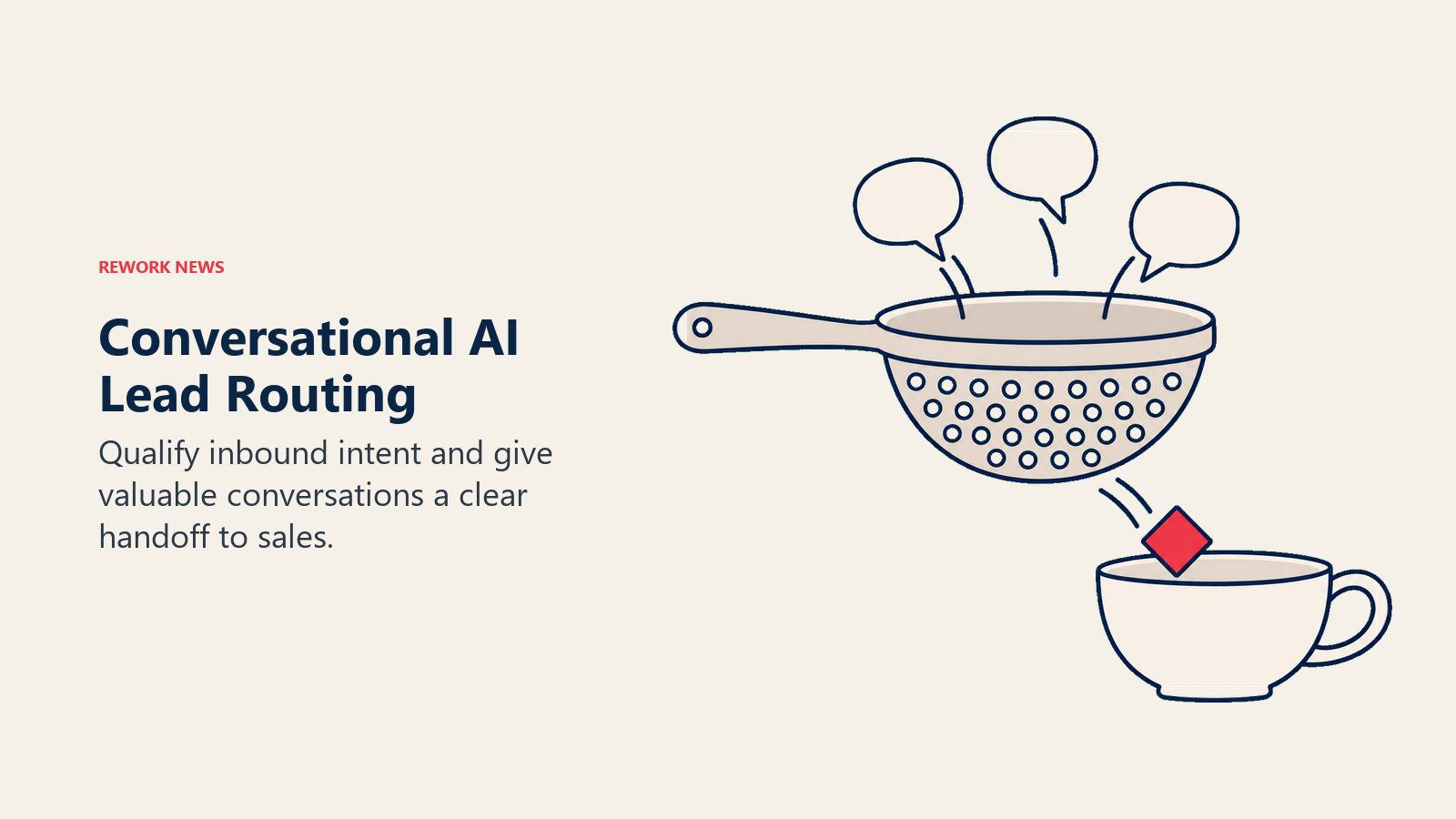 Conversational AI Lead Routing: intent sieve illustrating qualify inbound intent and give valuable conversations a clear handoff to sales.