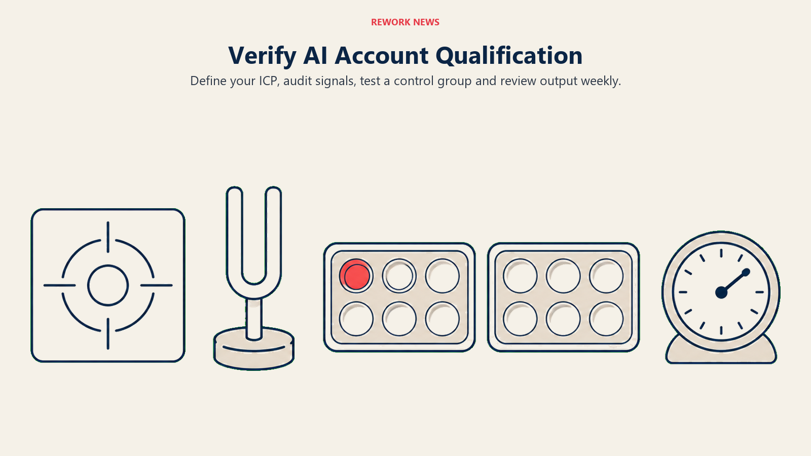 AI account qualification verification using a target, tuning fork, test cohorts and review clock