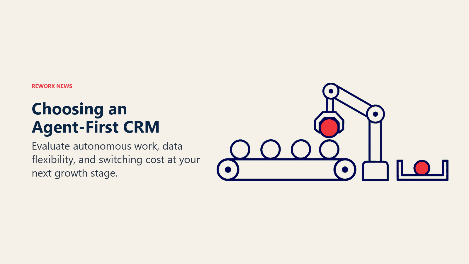 Agent-first CRM shown as an autonomous gripper handling contact tokens