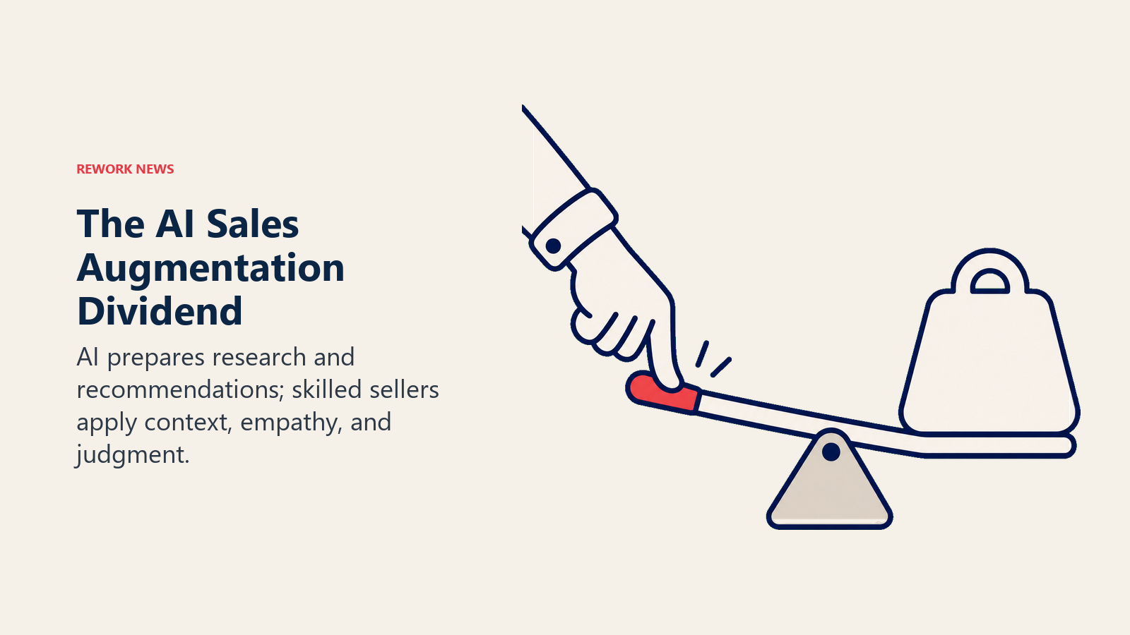 A lever helps a seller lift a workload, illustrating AI sales augmentation