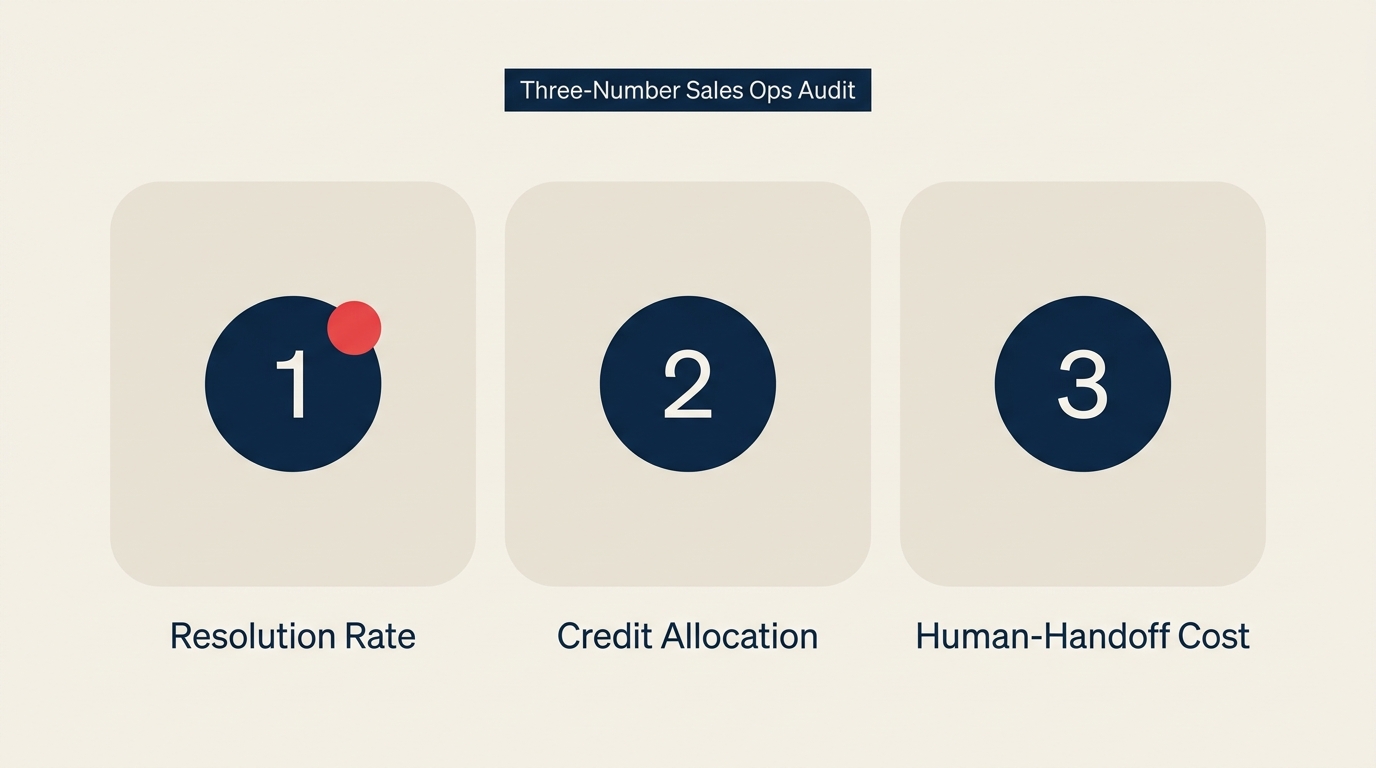 Three-number Sales Ops audit framework for AI customer agent investment using HubSpot benchmark