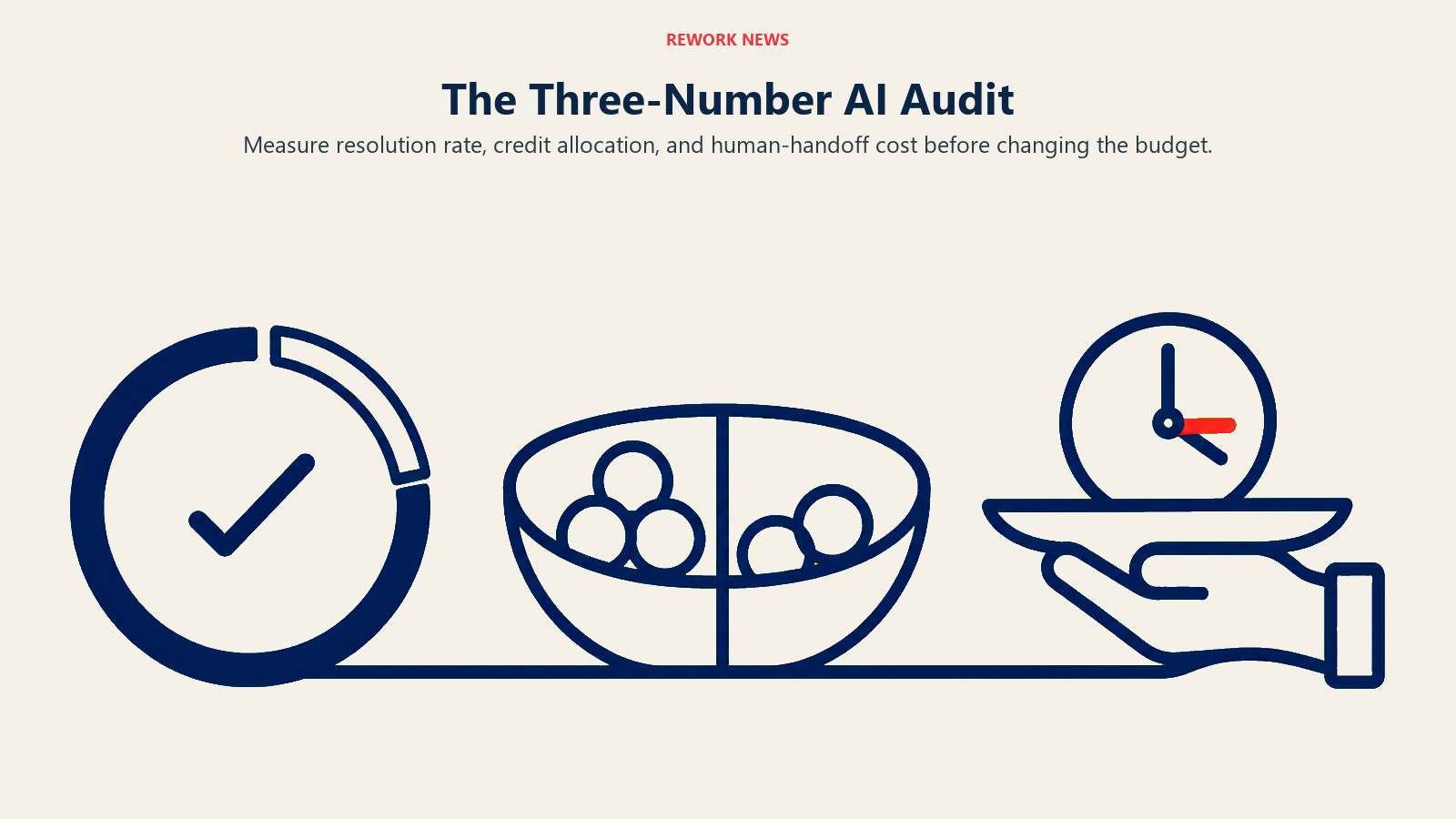 Three-number AI audit: resolution rate, credit allocation, and human-handoff cost