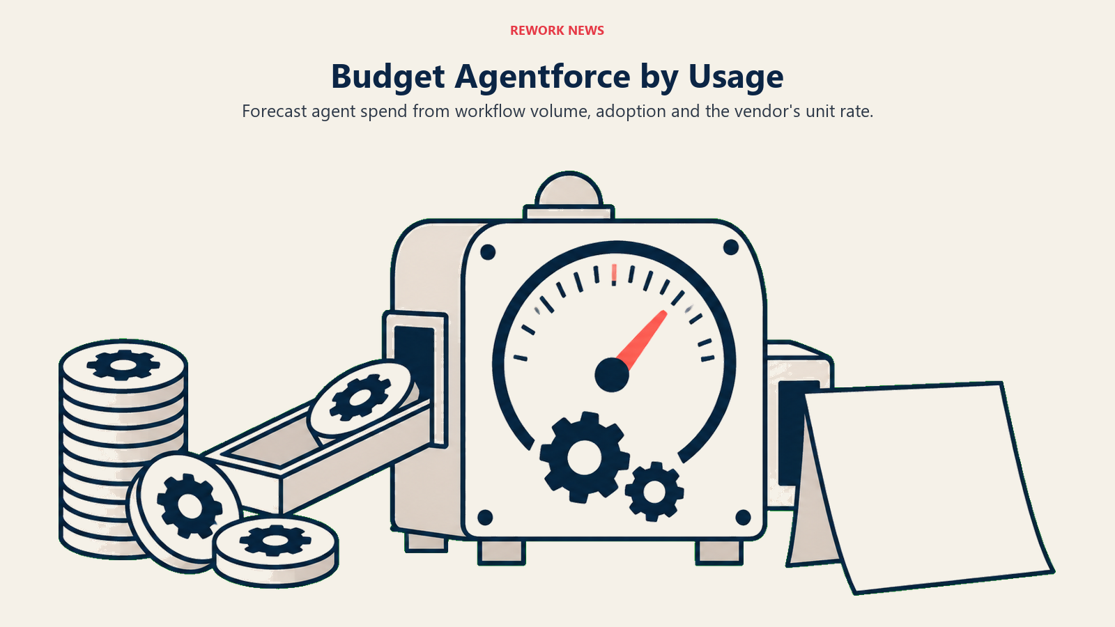 Budget Agentforce by Usage illustrated by task tokens feeding a usage meter