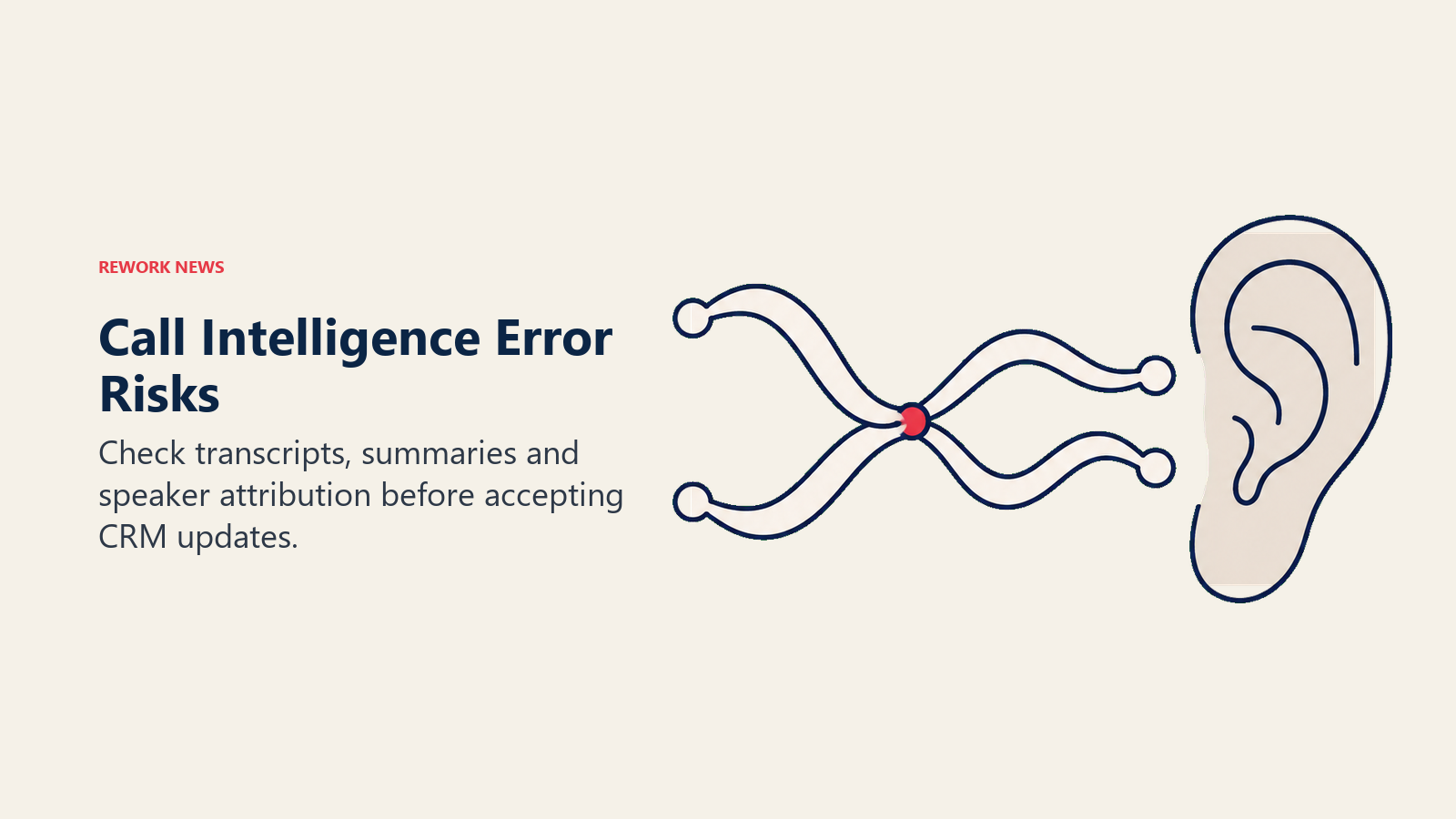 Call intelligence attribution risks shown as two intertwined speaker signals beside an ear