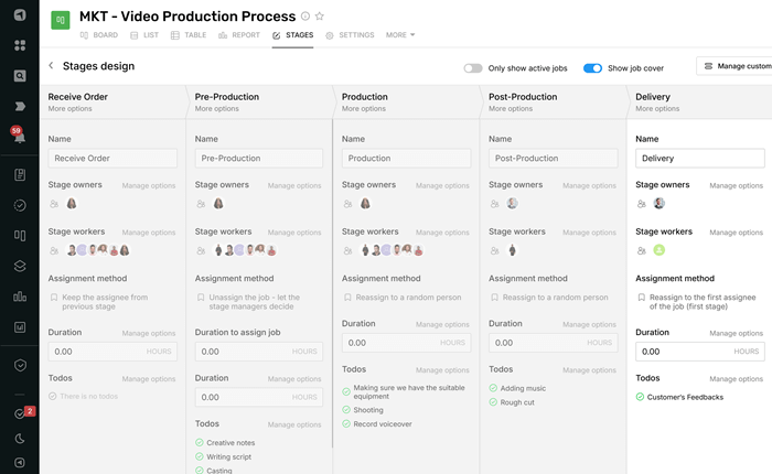 Rework video production process setup