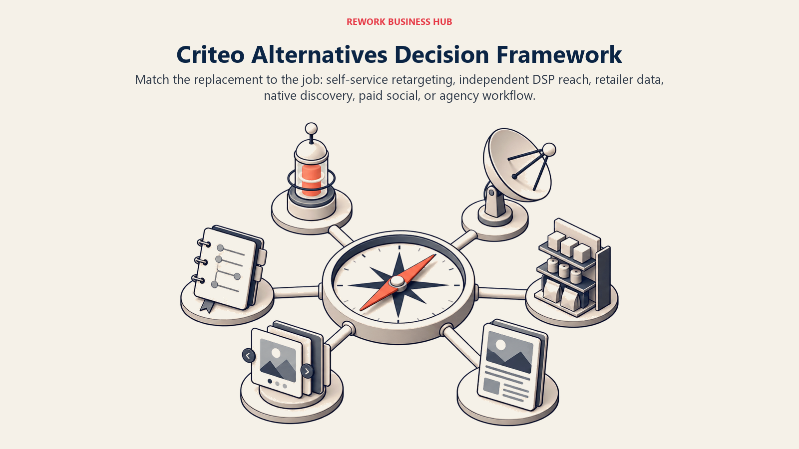 Criteo alternatives media compass matching self-service retargeting DSP reach retailer data native discovery paid social and agency workflow