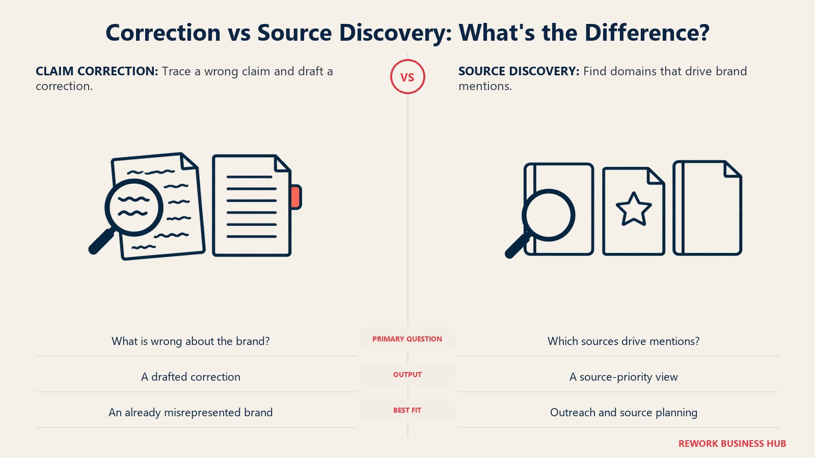 Correction vs Source Discovery: What's the Difference? illustrated by independent paper inspections.