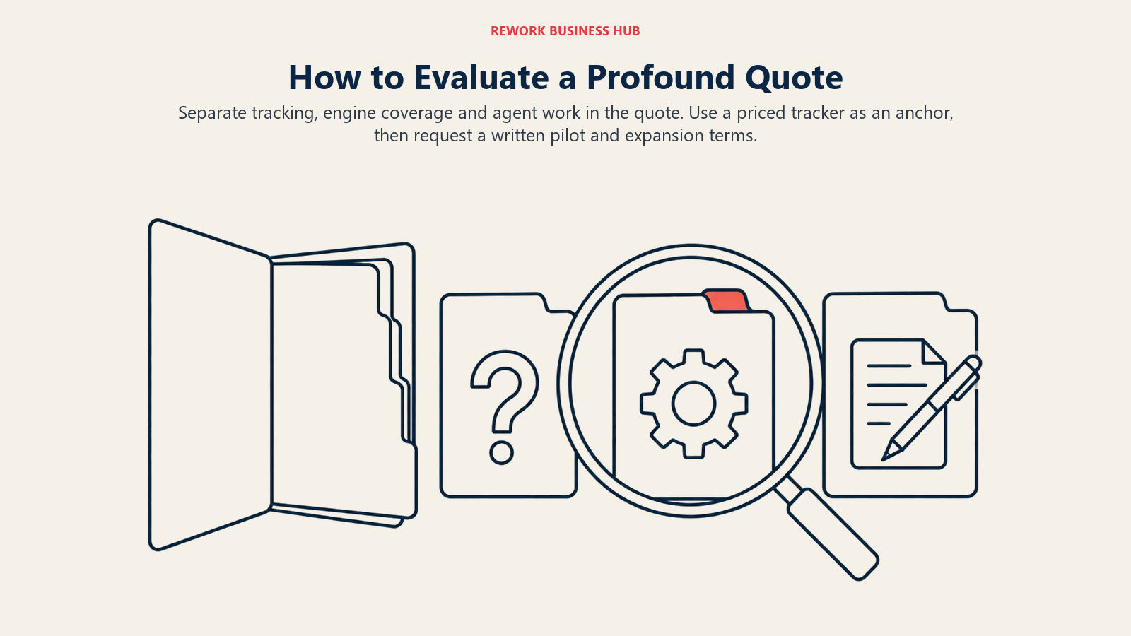 How to Evaluate a Profound Quote illustrated by open folder with separated inserts.
