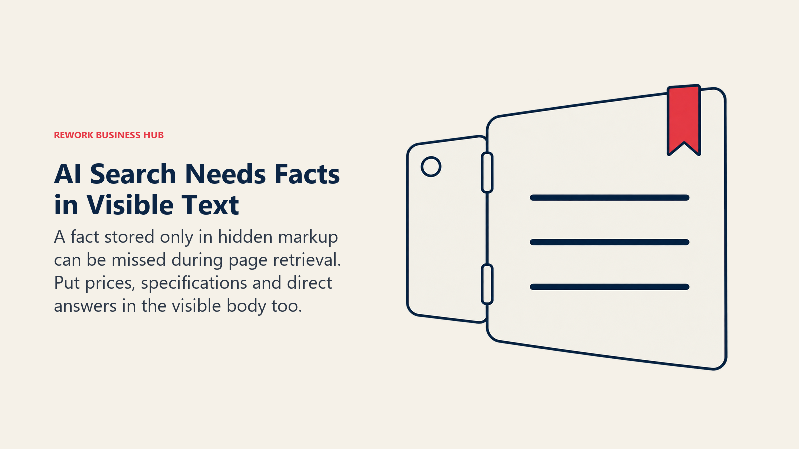 Put the Fact in Visible Text illustrated by hinged window reveals visible page.