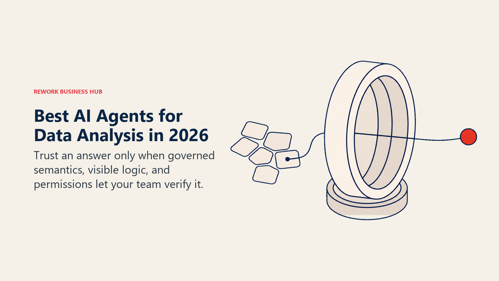 Best AI agents for data analysis shown as a governed lens producing one answer with visible source lineage