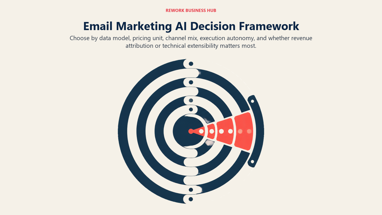Email Marketing AI Decision Framework shown as five-ring campaign selector