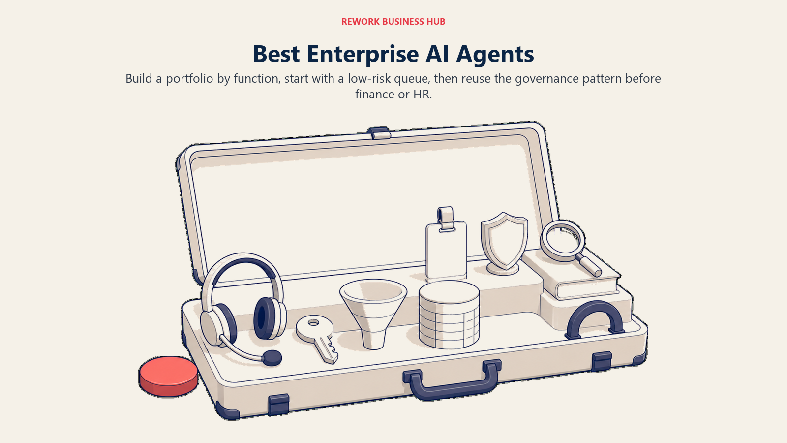 Best enterprise AI agents represented as a seven-function portfolio with low-risk rollout instruments first