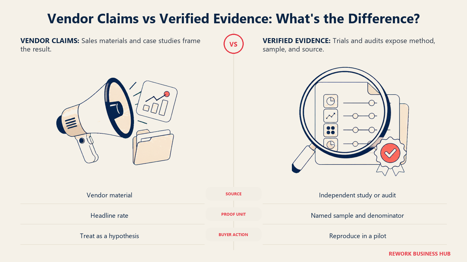 Vendor claims vs verified evidence for healthcare AI agents
