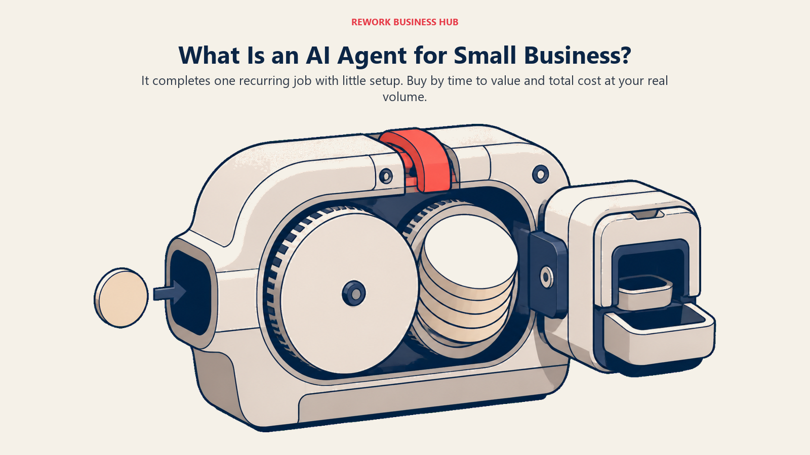 AI agent for small business selector balancing setup time, real cost, and one recurring job