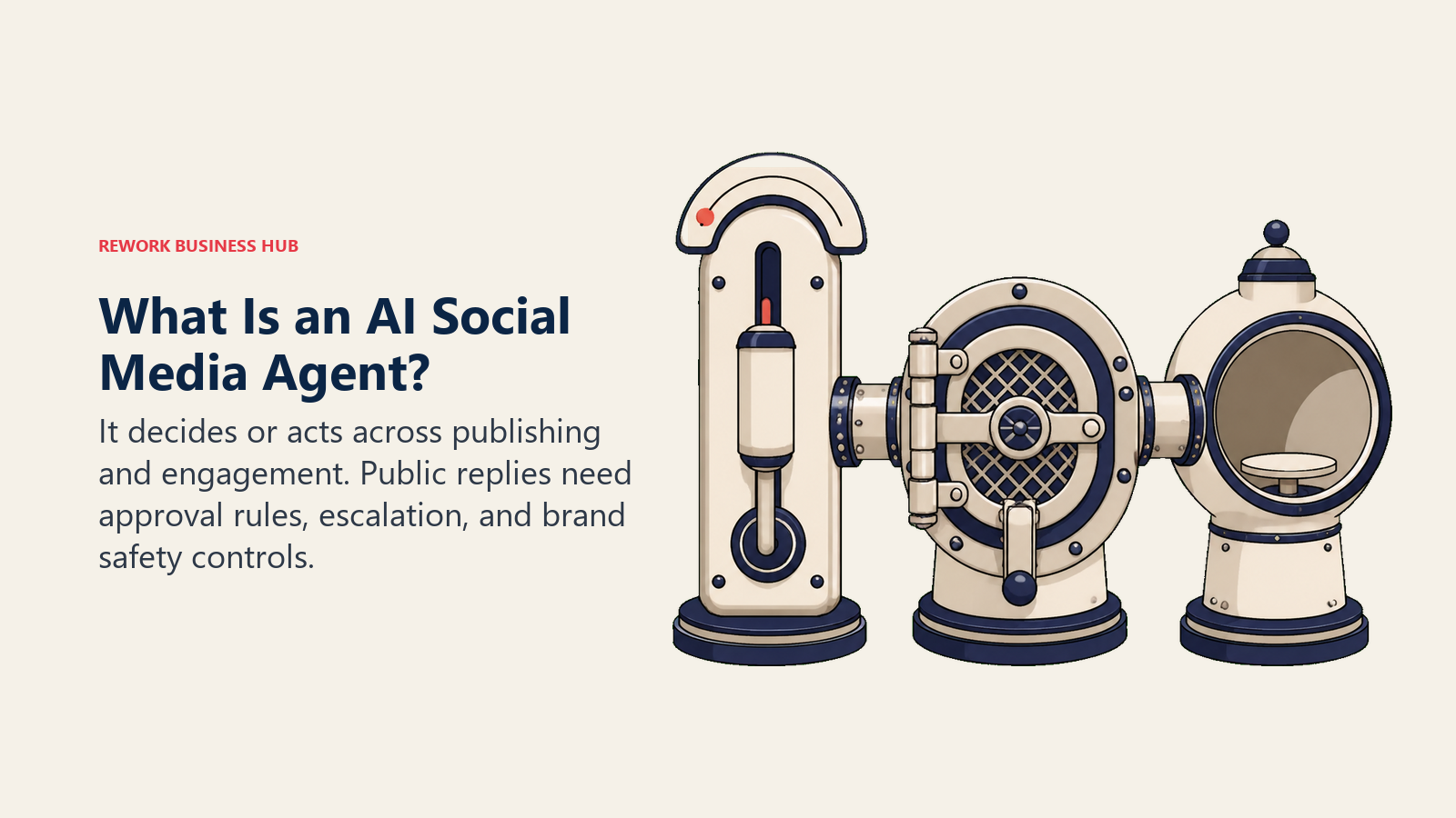 AI social media agent autonomy throttle with approval gate and public brand safety shield