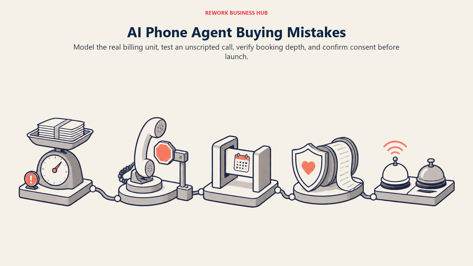 AI phone agent launch route checking billing units, real-call behavior, booking depth, consent, and true autonomous answering
